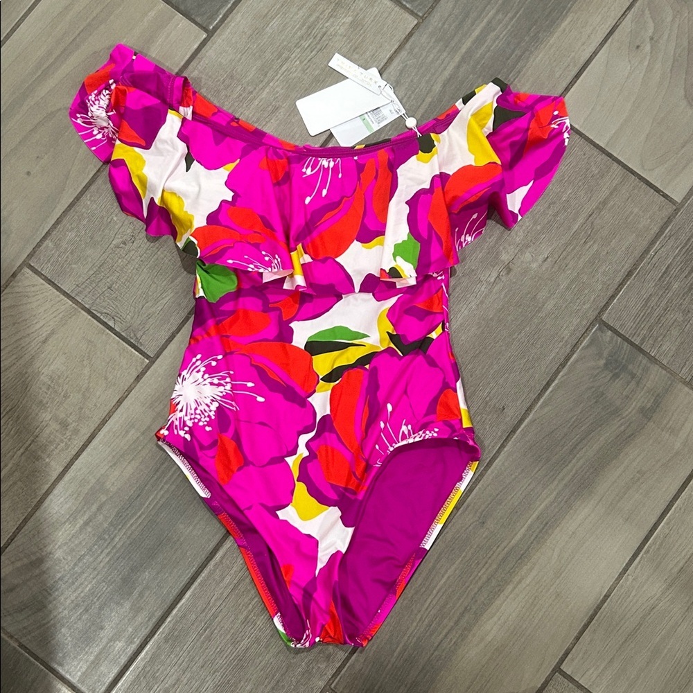 Trina Turk Women's Monaco One Piece Swimsuit, Off Shoulder, Bathing Suits - Picture 3 of 5